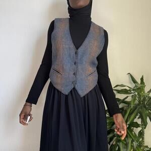 Vintage wool V-neck button down sleeveless waistcoat vest size M